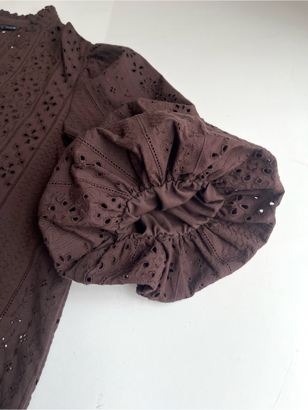 Zara Puff Sleeve Shirt With Perforated Embroidery - Picture 11 of 13